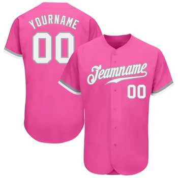 Pink Персонализирана бейзболна фланелка Мъжка и женска секция Риза 3D принтирана риза Ежедневни отборни ризи Унисекс върхове