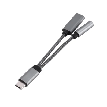 RISE-USB C до 3.5Mm адаптер за жак за слушалки 2 в 1, аудио кабел с PD 60W бързо зареждане за Galaxy S21 S20 Ultra S20