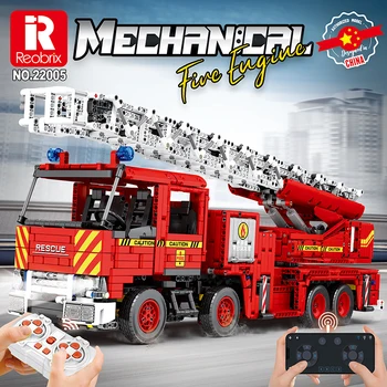 Reobrix 22005 Механични пожарни двигатели Инженеринг серия RC кола APP дистанционно управление технология MOC играчки строителни блокове момче подарък