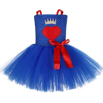 Royal Blue Girls Tutu рокля злодей супергерой Evie косплей Хелоуин костюм за деца момиче тюл фантазия рожден ден парти рокли