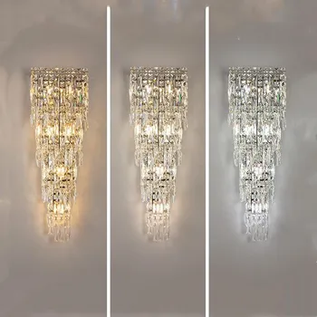 Royal Hotel Кристално стенно осветление Огледало Led стенни осветителни тела Вътрешна стенна лампа за хол Баня Мода Веранда светлини