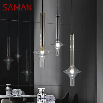 SAMAN Nordic висяща лампа модерен стъклен дизайн просто творчески висулка LED светлини за домашна спалня