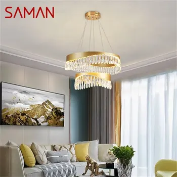SAMAN полилей висулка лампа постмодерни злато луксозен дом LED осветително тяло за дневна трапезария