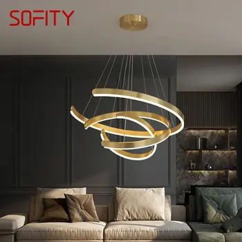 SOFITY Nordic модерна висулка лампа творчески LED пръстен тела злато луксозен полилей светлина за дома хол спалня декор