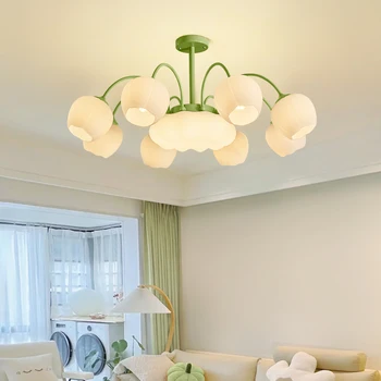 TEMAR Модерни светлозелени таванни висулки Творчески дизайн полилей LED за домашна спалня