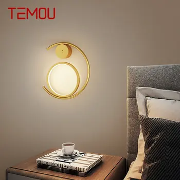 TEMOU Съвременна проста стенна лампа LED творчески луксозен дизайн Златна светлина за домашна всекидневна спалня нощно легло декор