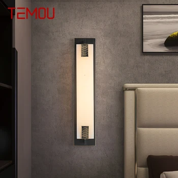 TEMOU месинг стена светлина LED модерен луксозен мрамор свещи тела вътрешен декор за дома спалня хол коридор