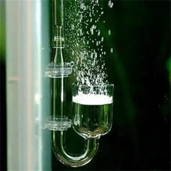 U образно стъкло Co2 дифузори аквариумни рибни резервоари CO2 дифузори стъклена чаша въглероден диоксид реактор керамични дискове за резервоари за риба