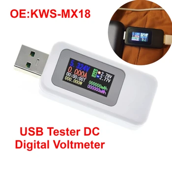 USB DC цифров волтметър ток напрежение зарядно устройство капацитет детектор амперметър батерия мощност банка тестер метър KWS-MX18
