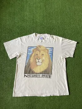 Vintage 90s 1995 Human-I-Tees Shirt Гордостта на природата Лъв Animal Art T-Shirt