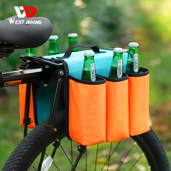 WEST КОЛОЕЗДЕНЕ Велосипеди напитка контейнер чанта изолирани вода бутилка кана чаша притежателя Колоездене преносим багажник рафт охладител 