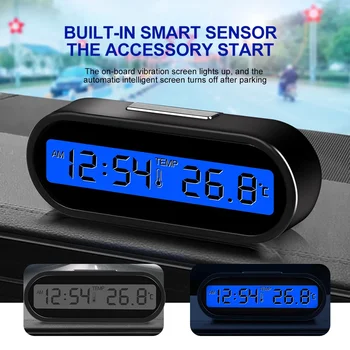 Автомобилен часовник Светлинен LCD подсветка Цифров дисплей Часовник за кола Цифров термометър Часовник за време 2-в-1 Аксесоари за стайлинг на автомобили