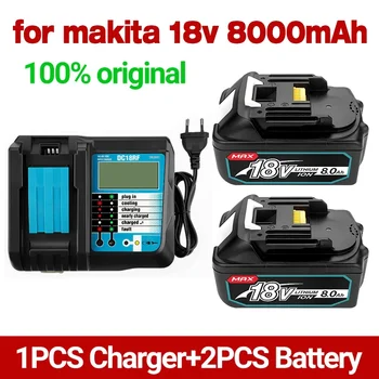 Акумулаторна батерия BL1860B 18V 6000mAh резервна батерия за Makita 18VBL1860 BL1840 BL1850 акумулаторна бормашина с DC18RF 3A зарядно устройство