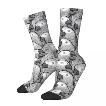 Африкански сиви папагали Унисекс зимни чорапи Ветроупорни щастливи чорапи Уличен стил Луд чорап