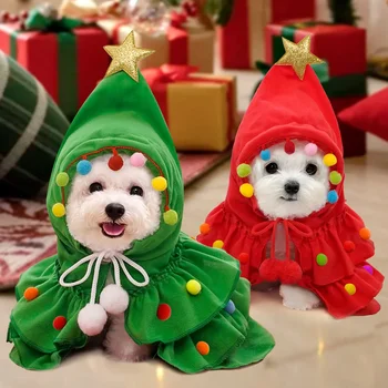 Весела Коледа дрехи за домашни любимци куче наметало за домашни любимци нос и шал кученце косплей дядо дърво костюм щастлив фестивал палто доставки на едро