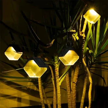 Външни водоустойчиви слънчеви висулки LED веранда клип декорация градина Rgb топла слънчева лампа за движение