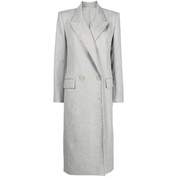 Дамско вълнено палто с дълъг ръкав, яка, зимна мода, луксозен дизайн, 32020