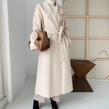 Дамско палто 2023 есен/зима прав тръба костюм яка OL вълна вълнен палто