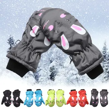 Детски зимни ски ръкавици карикатура заек топли ръкавици неплъзгащи се водоустойчиви ветроупорни външни спортни ръкавици за деца момчета момичета