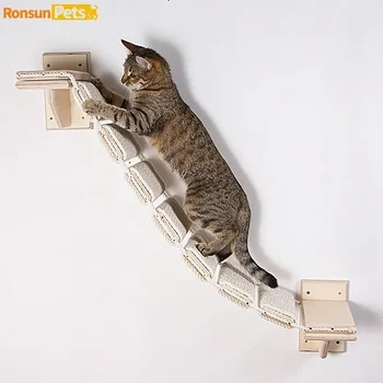 Домакински котешки стенен рафт стълба Котка катерене Slitter въже Pet окачване мост стена въже трайни почивка платформа за домашни любимци продукт