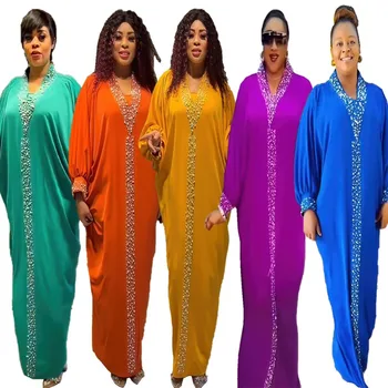 Дълги рокли за жени 2024 лято Дубай Африкански Кафтан Абаяс Batwing ръкав хлабав Boubou сватбено тържество вечерни рокли облекло