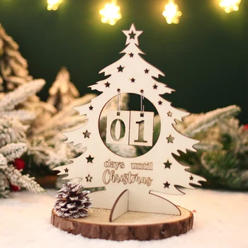 Дървен коледен адвентен календар Коледно дърво Календар за обратно броене Весела коледна украса 2023 Ноел орнаменти Новогодишни подаръци