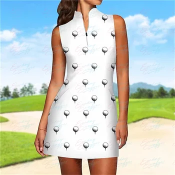 Жените без ръкави свободно време фитнес спорт голф лято без ръкави рокля отпечатани фитнес дишаща бързо сушене обучение рокля