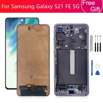 За Samsung Galaxy S21 FE 5G LCD G990B G990U G990W дисплей LCD сензорен екран дигитайзер събрание + рамка замяна ремонтни части