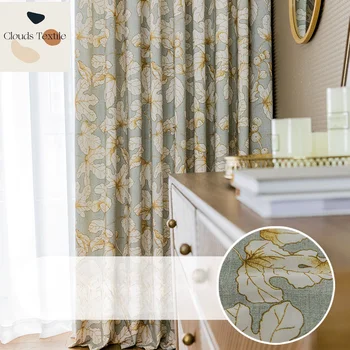 Завеса плат Модерни минималистични завеси за всекидневна Спалня Полиестерни и памучни печатни завеси