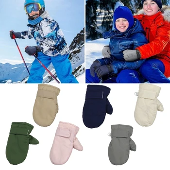 Зимни ръкавици топли ръкавици с полар подплата плътен цвят ръкавици удобно ръчно носене за бебе момчета и момичета подарък