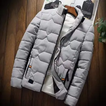 Зимно палто мъже облекло стилен мъжки зимни палто топло тънък годни връхни дрехи палто с джобове цип затваряне стойка яка твърди