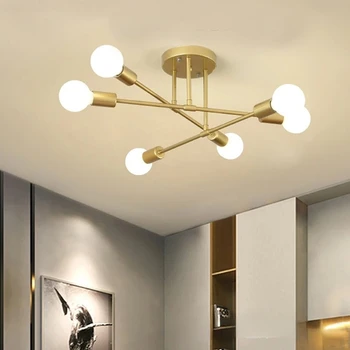 Идеи за ресторант за таванна лампа LED интериорни осветителни тела от ковано желязо Проучване на хола Индустриална вятърна таванна лампа
