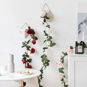 Изкуствена лоза декоративна мода Faux кленов венец изкуствен венец розов бял цвете стена висящи