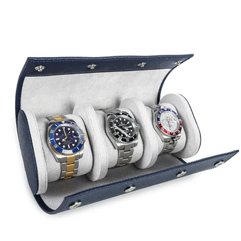 КОНТАКТИ СЕМЕЙСТВО Преносим калъф за съхранение на пътувания Watch Roll естествена кожа часовник торбичка рожден ден сватбено тържество подарък кутия 3 слота