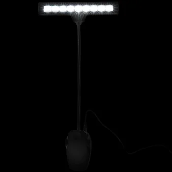 Клип на светлинна стойка за листове Led Light оркестър пиано клип лампа домашен офис нощна нощна светлина (без, черен)