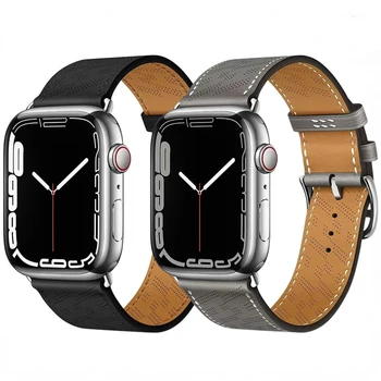 Кожена каишка за Apple watch 8 7 45mm 41mm Ultra 49mm Висококачествена износоустойчива каишка за китка за iwatch 6 5 4 3 44mm 42mm 40mm