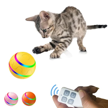 Котка интерактивни играчки домашни любимци умен играчка топка автоматично търкаляне с LED светлина електрически котка играчка нечестив топка за куче котка игра