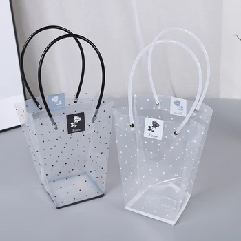 Кутия за опаковане на цветя Прозрачни PVC сватбени подаръчни торбички с дръжки Букет водоустойчива кутия цветар преносима колокация чанта