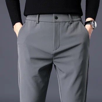 Летни мъжки ежедневни панталони тънък бизнес участък тънък годни ластик джогинг корейски класически синьо черно сиво марка панталони мъжки