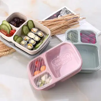 Микровълнова кутия за обяд Пшенична слама Прибори за хранене Контейнер за съхранение на храна Детско училище Офис Преносим Bento Box чанта за обяд