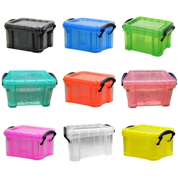 Мини пластмасова кутия правоъгълна кутия за съхранение със заключващ капак Прахоустойчив контейнер за съхранение на бижута за малки предмети