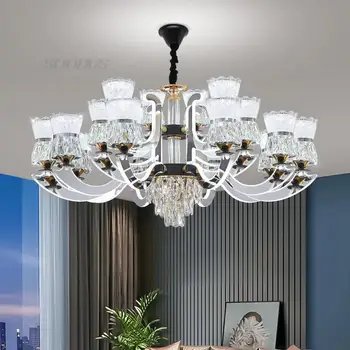 Модерен LED полилей Луксозни полилеи Осветление Модерна висяща лампа за лампи за хол Декор Таванни осветителни тела