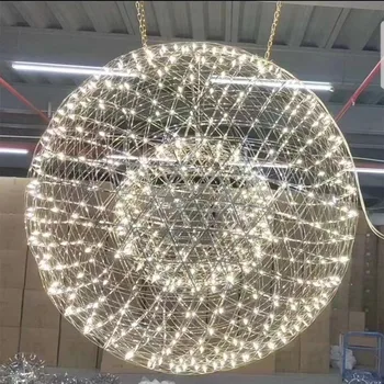 Модерен дизайнер искра топка полилей сребро злато неръждаема стомана таван лампи вила Led декор висящи висулка светлина