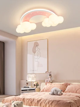 Модерна детска спалня LED плафониери кремообразен стил творчески сладки облаци таванни светлини Начало Вътрешна декорация Осветителни тела