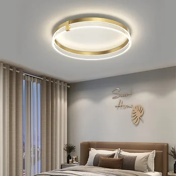 Модерни LED плафониери за хол трапезария спалня с дистанционно управление кръгъл таван полилей декор осветително тяло
