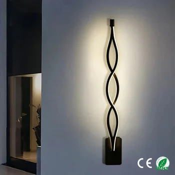 Модерни минималистични стенни лампи 16W 20W 90-260V LED Sconce стена светлина коридор черно бяла пътека спалня декорация осветление