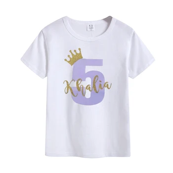 Момиче Личност Рожден ден Корона Тениска Възраст Име Дрехи Рожден ден момиче риза Детска мода Рожден ден подарък персонализиране