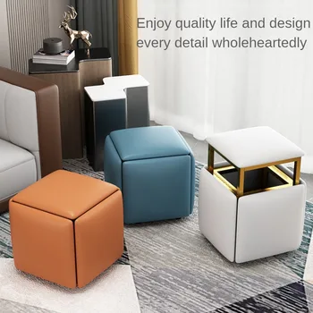 Начало Куб стол на Рубик Творческа комбинация подреждане една върху друга стол стол технология кърпа луксозен модерен дизайнерская мебель