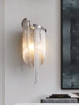 Нова модерна алуминиева верига стенна лампа злато/хром или сребро вътрешен дом декор осветление LED луксозни тела