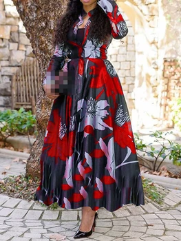 Нова модна дамска рокля Ежедневно снаждане на отпечатани V-образно деколте Конвенционални ръкави Vestido Casual Party Dress за жени 2023